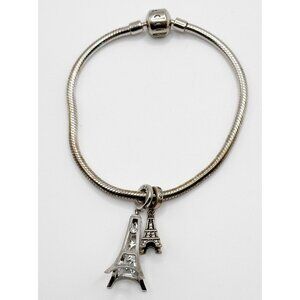 Sterling Silver Paris Charms Eiffel Tower‎ Charm Bracelet